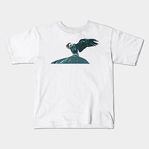 Bald Eagle Spreading Wings Aged Illustration Kids T-Shirt by boholoc0